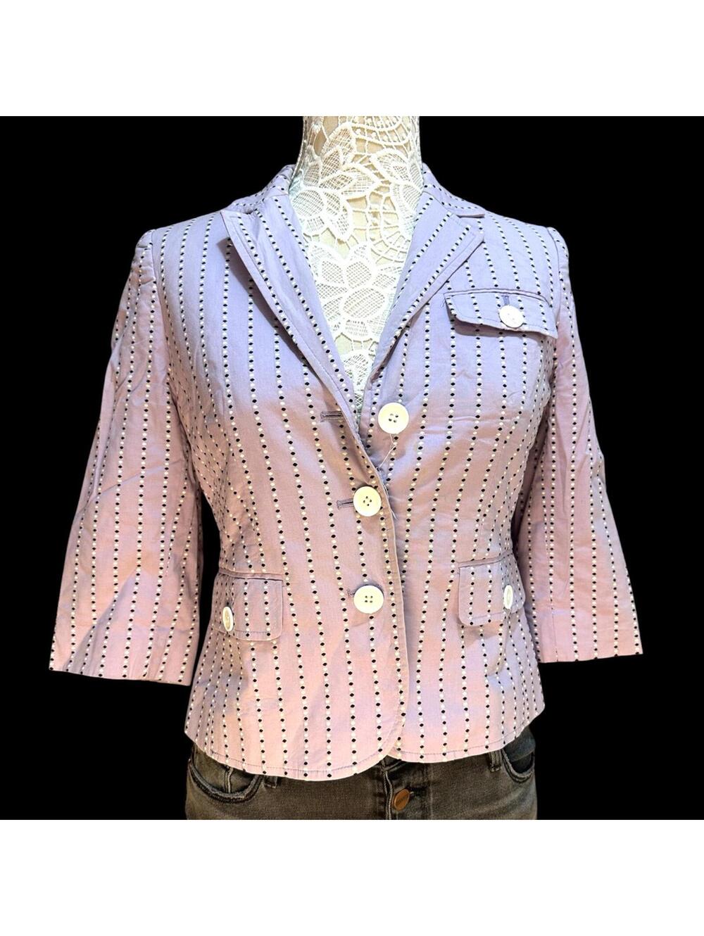 Vintage Ann Taylor LOFT Lavender Dotted Pinstripe Blazer